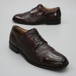 Pronto Uomo Firenze Mens 9 Brown Cap-toe Lace-up Oxfords Dress Derby Shoes Italy